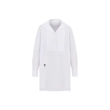 DIOR Blouse With Sailor Collar White Cotton Poplin Shirt Women's White