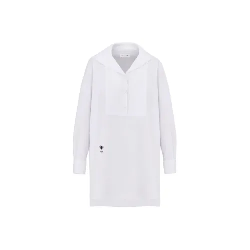 DIOR Blouse With Sailor Collar White Cotton Poplin Shirt Women's White