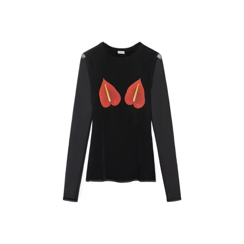 LOEWE Anthurium Semi Sheer Mesh Top Black/Red