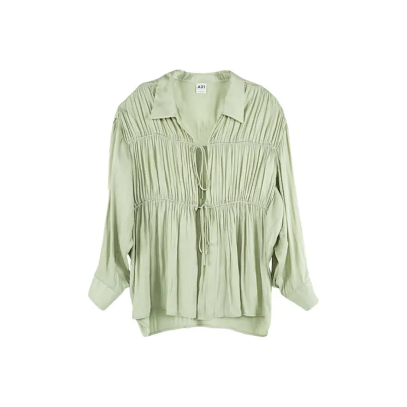 A21 Shirt Women's Light Pink Green-0