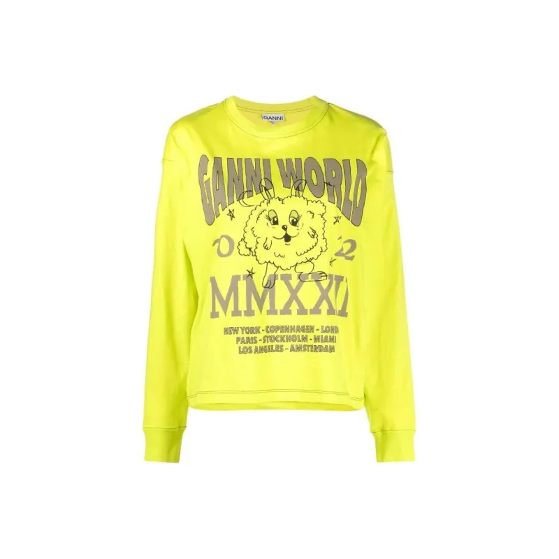 GANNI T-Shirts Women's Yellow Green-0