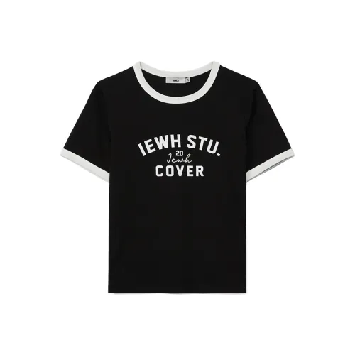 IEW.H 블랙 & 로우 화이트 여성 티셔츠
