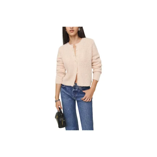 REFORMATION Clara Crew Cardigan Sweater Women's Ice Cream Color