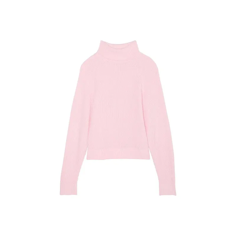 Victoria's Secret PINK Varsity Knit Chunky Turtleneck Sweater/PT Sweater Women's Pink Tulip-0