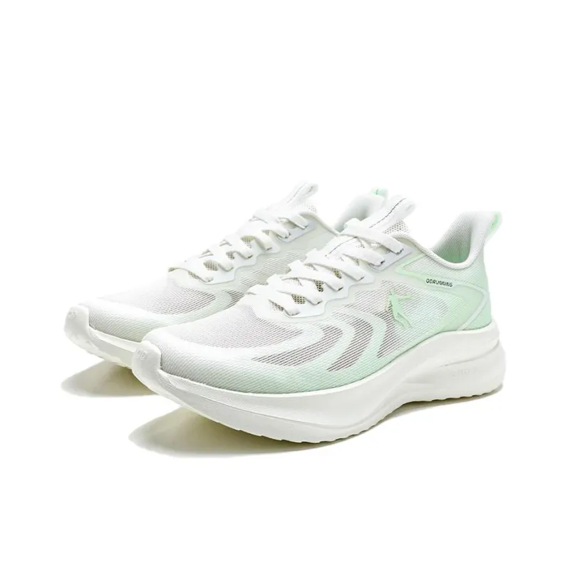 QIAODAN Speed Slip Resistant Coverage Rebound Low Top Casual Running Shoes Men's Ivory Oocyan-2