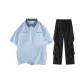 Light Blue[2.0 Cooling Sensation]Short-Sleeved+Cooling Ice Silk Pants
