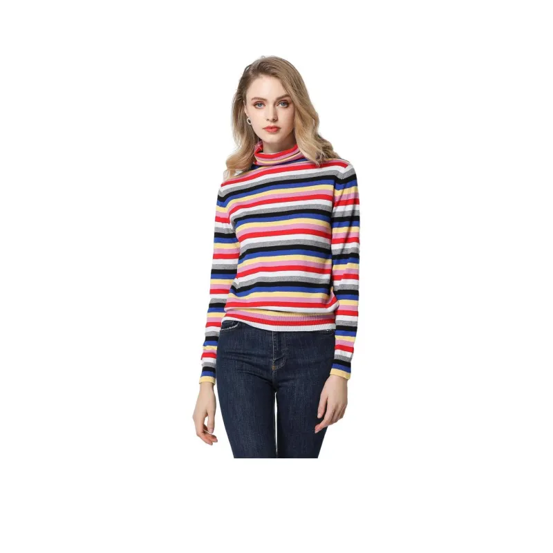 Sanpowa Sweater Women's Colorful Stripes-0