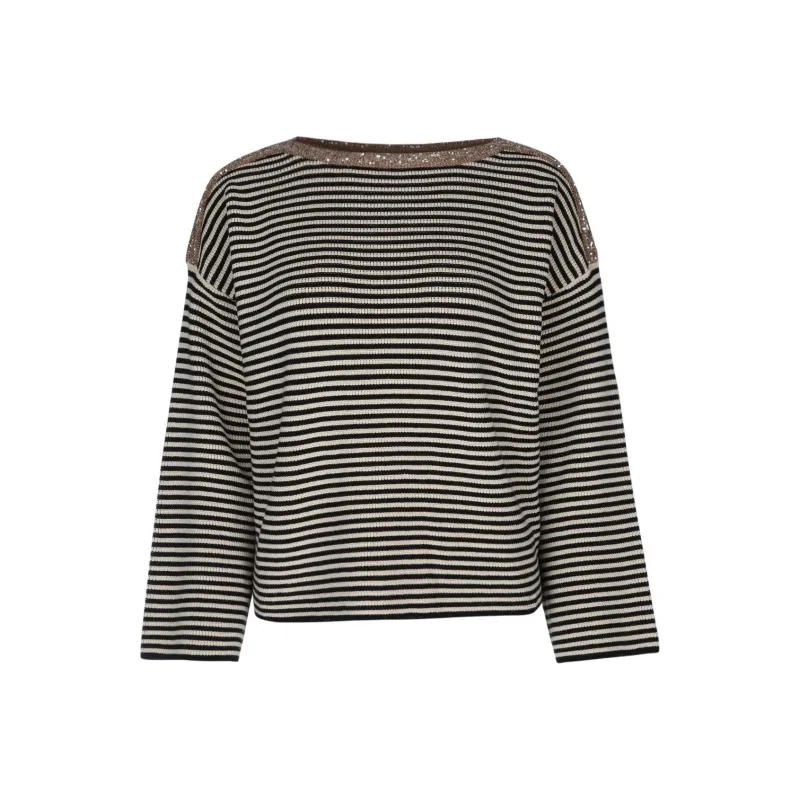 Brunello Cucinelli Embellished Striped Jumper-0