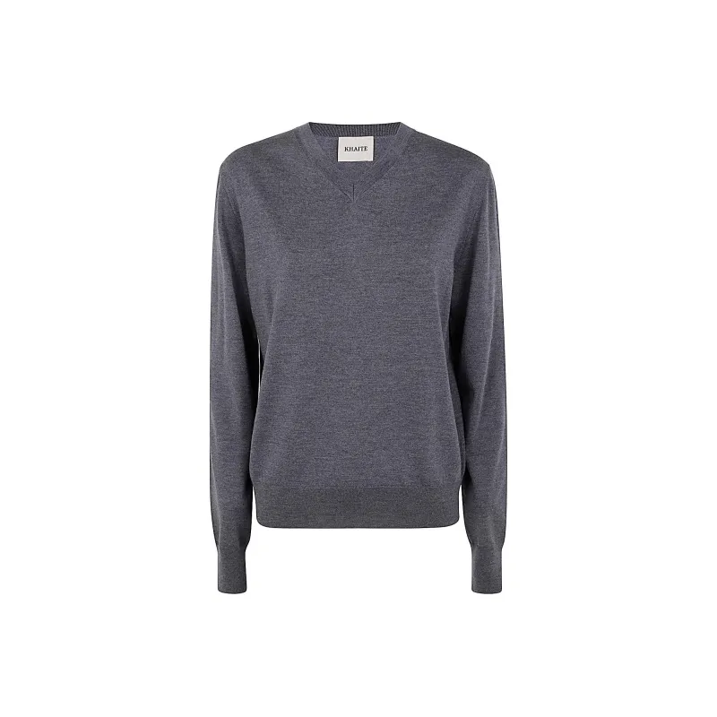 KHAITE Senta V Neck Long Sleeved Top-0