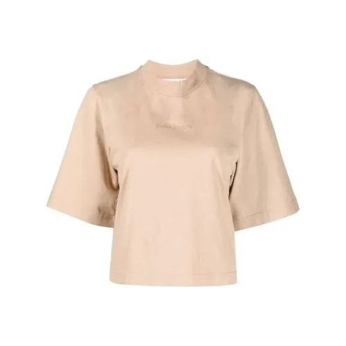 PALM ANGELS Gd Reversed Logo Cropped Tee Beige