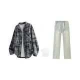 Black Plaid+Yellow Mud[Comes with White T-Shirt]