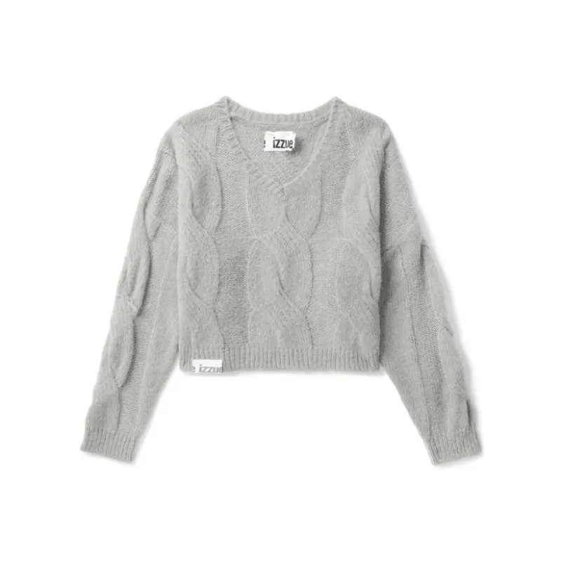 Izzue V neck Cable knit Jumper-5