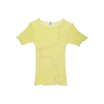 BASERANGE SS24 Gerrymandered Tee Shirt - Organic Cotton Gauze T-Shirt Women's One Yellow