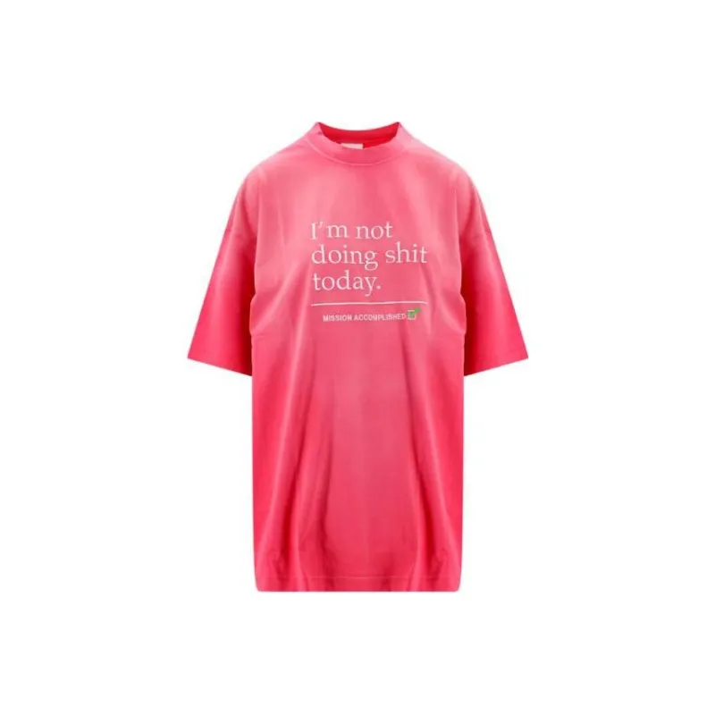 Vetements Not Doing Shit Today T Shirt 'Pink'-0