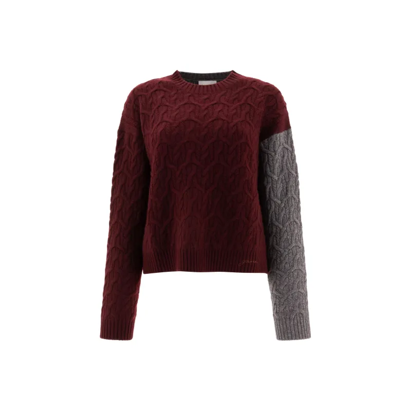 GANNI Crewneck Cable Knit Jumper-0