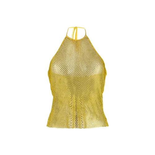 AMIPARIS Crystal-embellished Fishnet Top