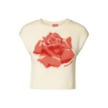 KENZO Floral Intarsia Knit Cropped Top