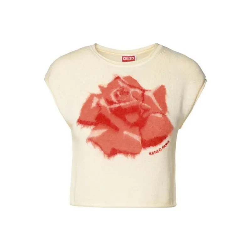 KENZO Floral Intarsia Knit Cropped Top-0