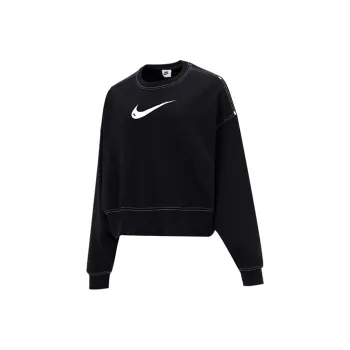 Nike Sportswear Swoosh Oversized Women's Fleece Crew Neck Top Black