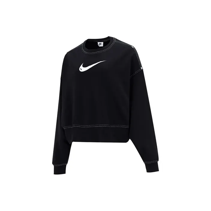 Nike Sportswear Swoosh Oversized Women's Fleece Crew-Neck Top Black-0