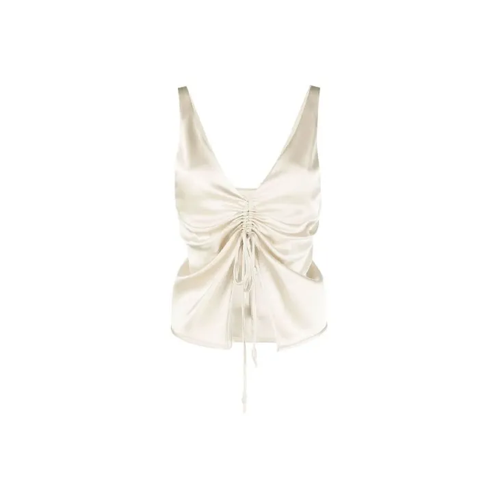 NANUSHKA Drawstring-gathered Sleeveless Satin Blouse-0