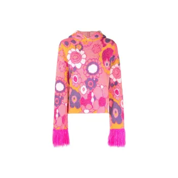 ERL Patterned intarsia Extra long Sleeve Hoodie