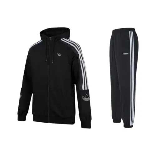 Adidas Originals Clover Series Outline Fzh Flc Sweatshirt Set Men's Black