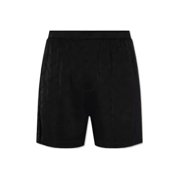 Balenciaga Allover Logo Satin Shorts