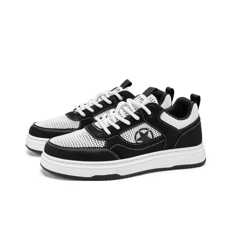 JEEP SPIRIT Abrasion Resistant, Lightweight, And Breathable Low Top Skateboard Shoes Men's Graphite Black-1