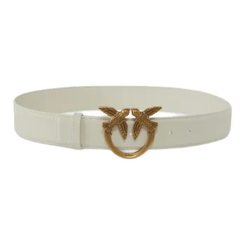 PINKO Cow Leather, Leather, Zinc Leather Belts Unisex White 4CM