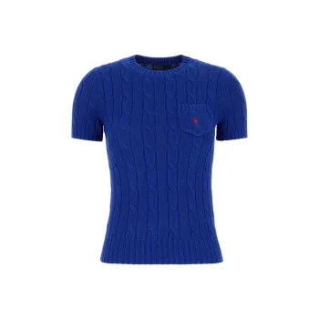 Polo Ralph Lauren Logo Embroidered Cable Knit Crewneck Top