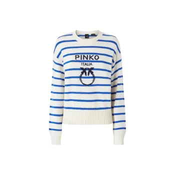 PINKO Love Birds Intarsia Striped Jumper