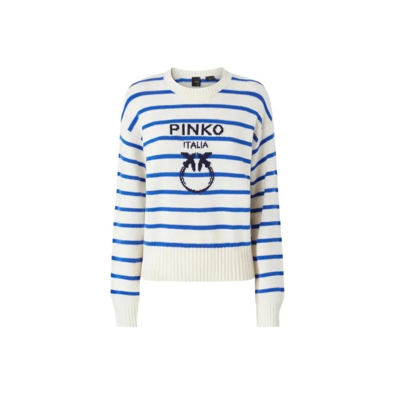 PINKO Love Birds Intarsia Striped Jumper-0