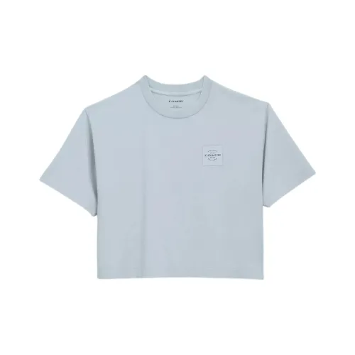COACH Drop Shoulder Sleeve T Shirt Women's Gray Blue