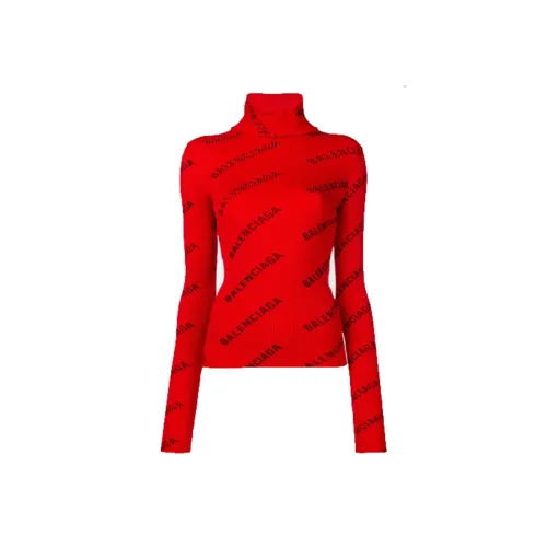 Balenciaga All Over Logo Turtleneck 'Red'