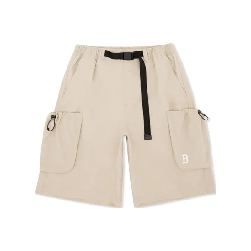 MLB New York Yankees Casual Shorts Unisex Linen Beige Yellow-0
