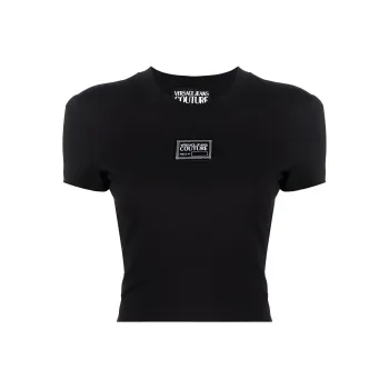 VERSACE JEANS COUTURE Logo-patch Cotton Crop Top