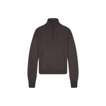 SKIMS SS24 Summer Collection FRENCH TERRY SHRUNKEN HALF ZIP Sweatshirt Women's Iron/Steel