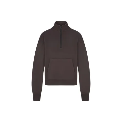 SKIMS SS24 Summer Collection FRENCH TERRY SHRUNKEN HALF ZIP Sweatshirt Women's Iron/Steel