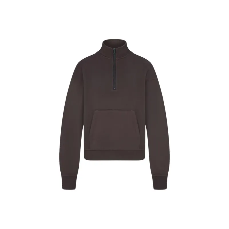SKIMS SS24 Summer Collection FRENCH TERRY SHRUNKEN HALF ZIP Sweatshirt Women's Iron/Steel-0