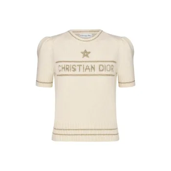 DIOR Logo Intarsia Short Sleeve Knit Sweater