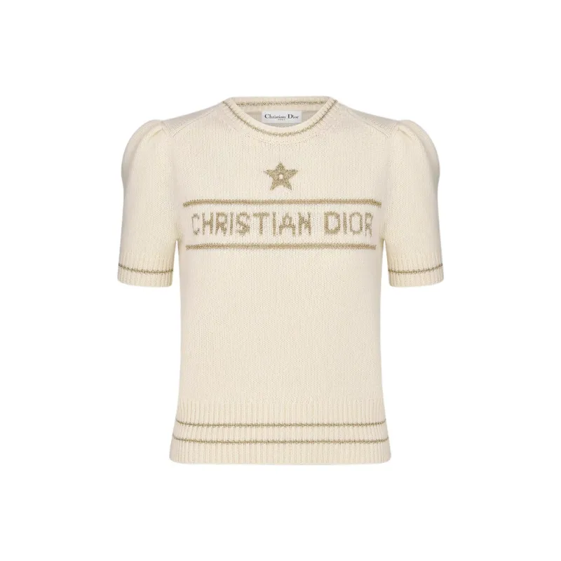 DIOR Logo Intarsia Short Sleeve Knit Sweater-0