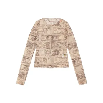 HERON PRESTON Hp Currencies Long-sleeve Mesh Top