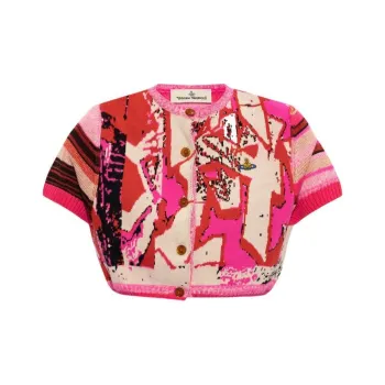 Vivienne Westwood Logo Embroidered Cropped Cardigan