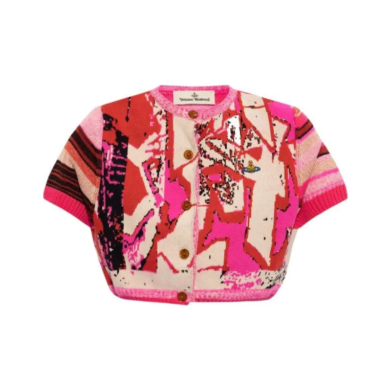 Vivienne Westwood Logo Embroidered Cropped Cardigan-0
