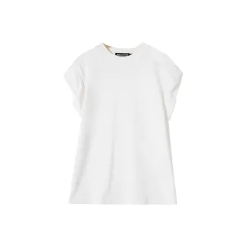 SOON FLOWER Summer Drop Shoulder Sleeve T Shirt Women's White