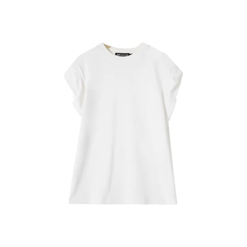 SOON FLOWER Summer Drop Shoulder Sleeve T Shirt Women's White-0