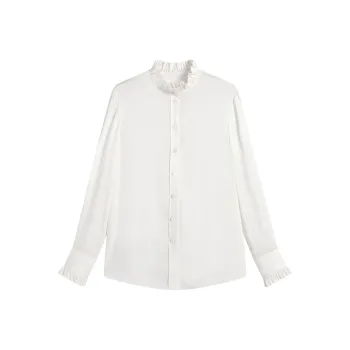 Famanxuan 2024 Spring Fall Shirt Women's Glutinous Rice White