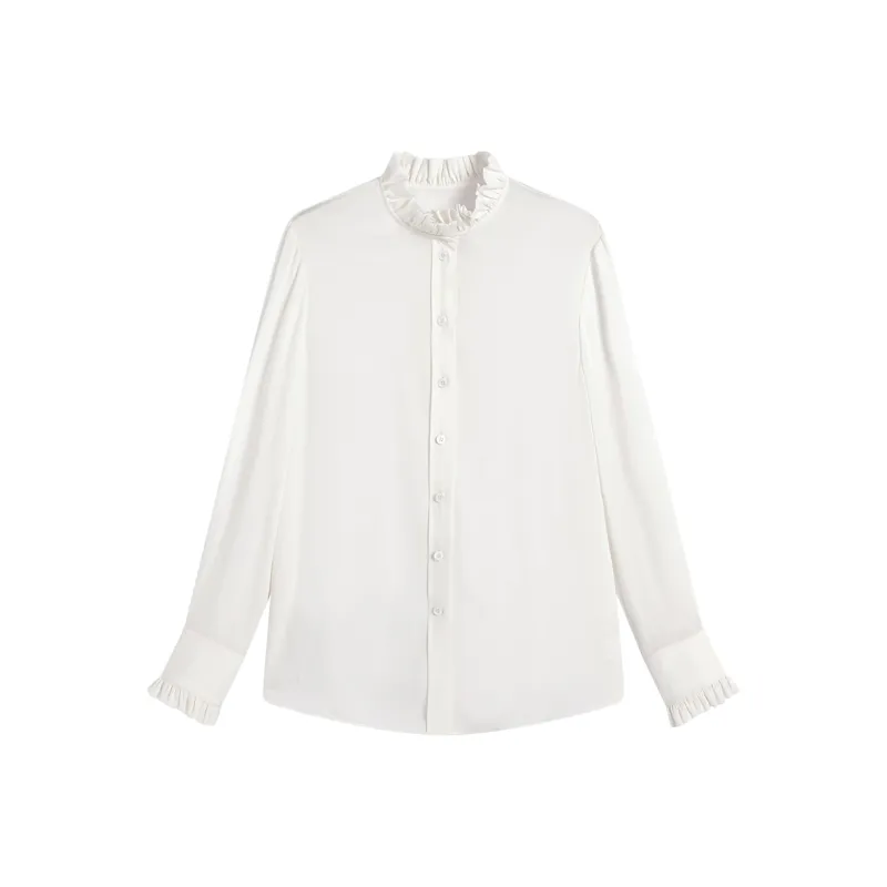 Famanxuan 2024 Spring Fall Shirt Women's Glutinous Rice White-0
