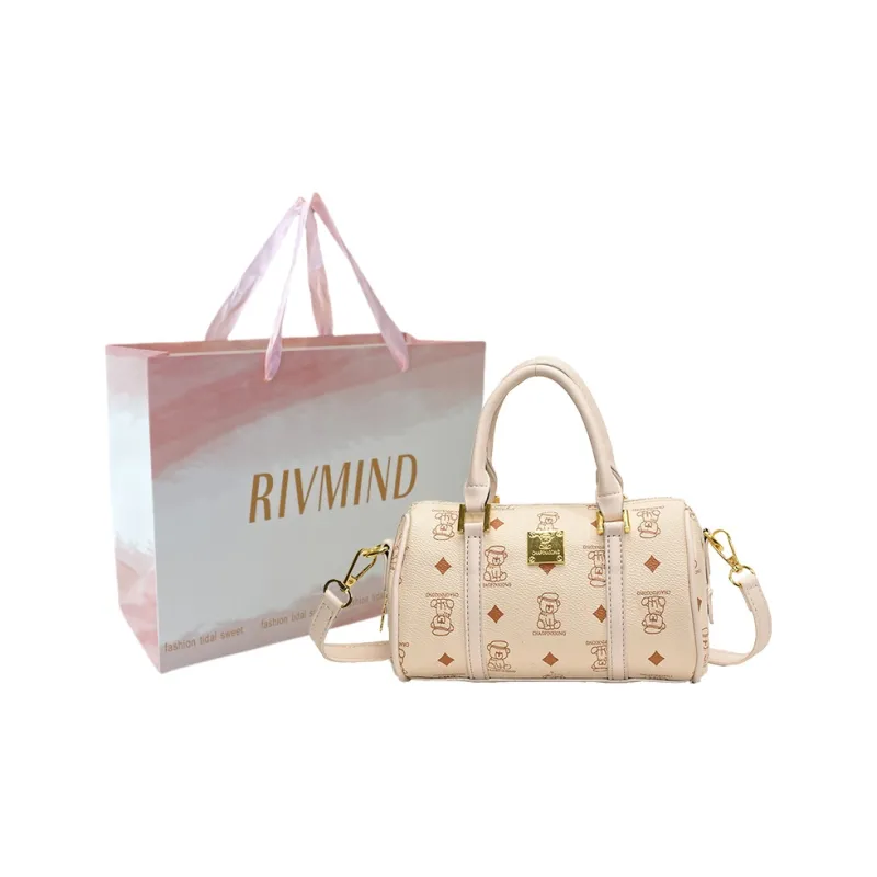 RIVMIND PU Handbag Women's Beige/Pink/Brown/Black-0